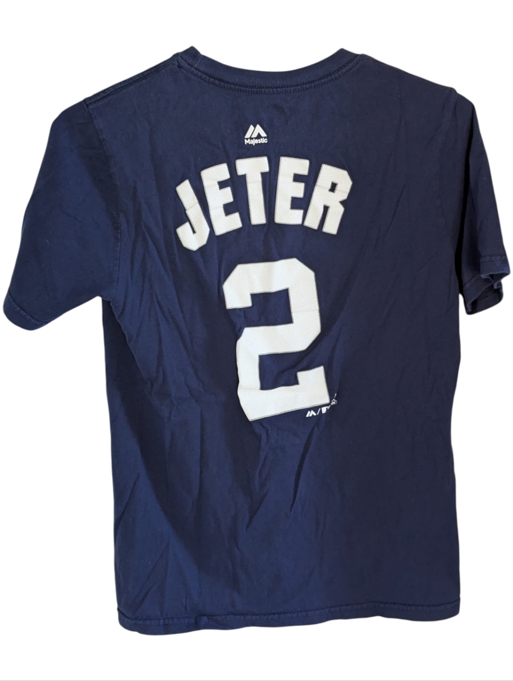 Majestic Navy Blue Jeter #2 Youth Large T‑Shirt